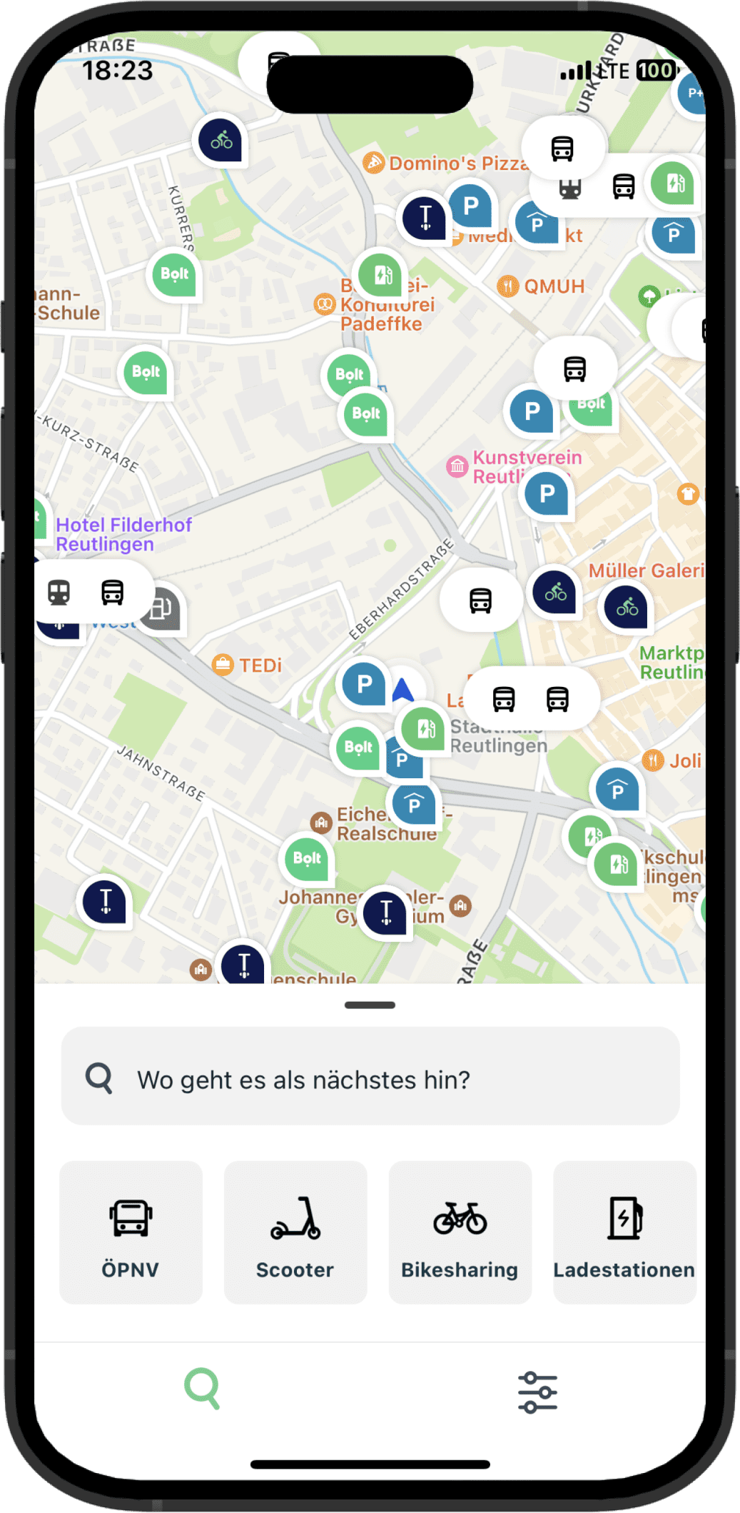 Explore Screen of the Arrive Mobility App