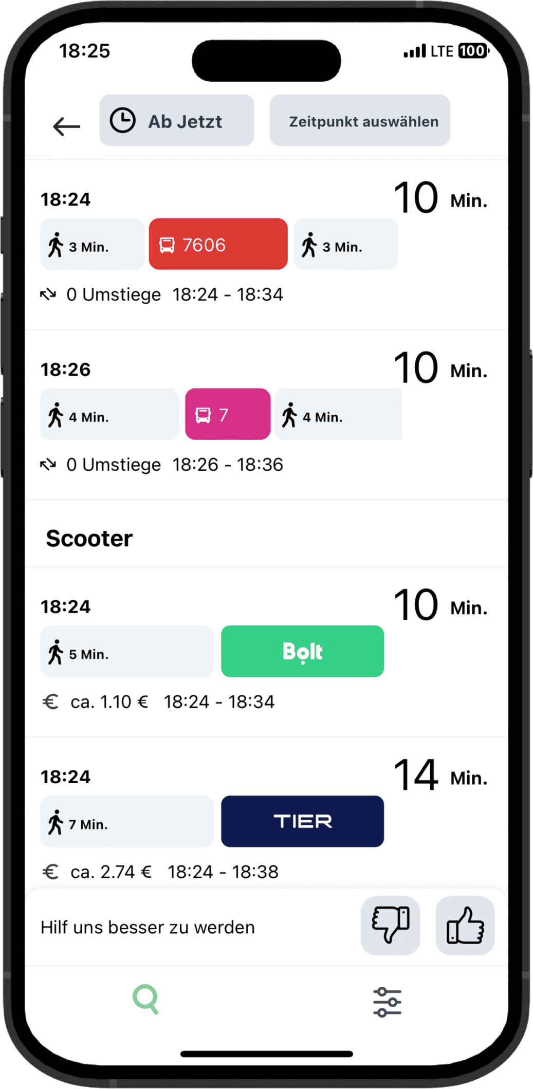 Search Screen of the Arrive Mobility App